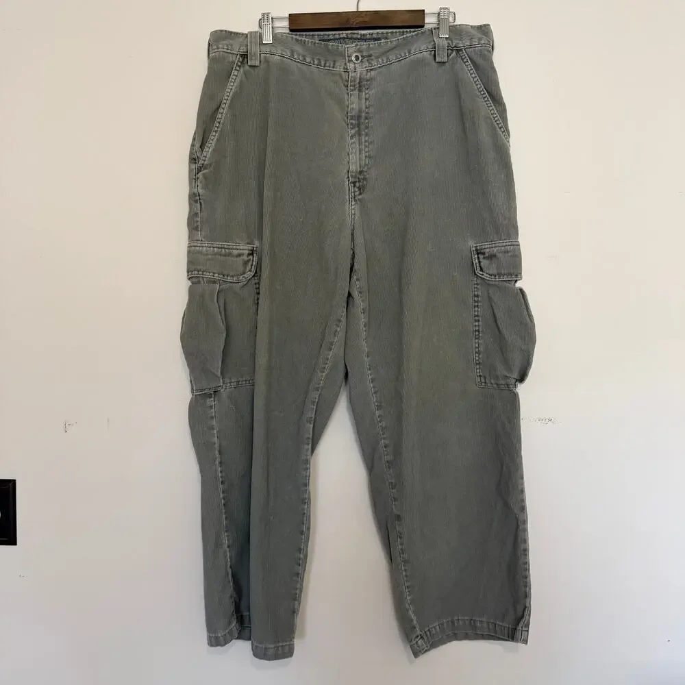 Vintage Levi's Silvertab 90s Y2K Corduroy Cargo‎ Pants Loose Grunge Size 38/30